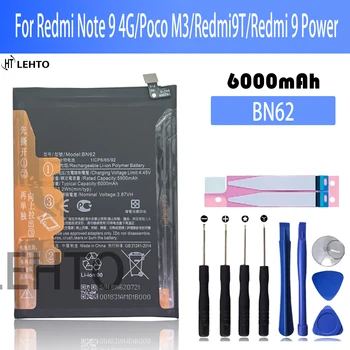 100% Prvotne BN62 Baterija Za Xiaomi POCO M3 / Redmi 9T Opomba 9 4G Različica Mobilni Mobilni Telefon Batteria + Brezplačna Orodja