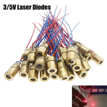 Mini Laser Dioda 650nm 6 mm 3/5V 5 Milijonov W, Nastavljiv Laser Piko Diode Modul Rdeča Bakreno Glavo linijski Laser Modul Orodje, Deli