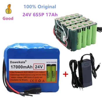 Paket de baterije 6S5P 100% originales 24V 17ah 18650, 25.2 v 17000mAh, litij-ionska pour velo électrique, avec chargeur