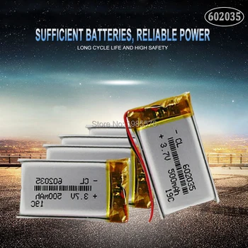 602035 3,7 V 500mAh li Litij-ionsko polimer Baterijo za ponovno Polnjenje 602035 Za DVR GPS Avto Tahografske bluetooth slušalke Baterija