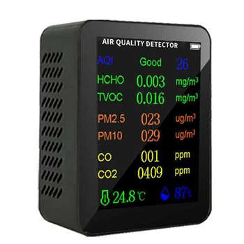 9 V 1 Prenosni Kakovosti Zraka na Meter PM2.5 PM10 CO CO2 TVOC HCHO AQI Temperatura Vlažnost Tester Barvni Zaslon Trajne