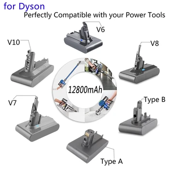 Za Dyson V6 V7 V8 V10 Tip A/B 12800mAh Nadomestna Baterija za Dyson Absolutno Kabel-Brezplačno Vakuumske Ročni sesalnik