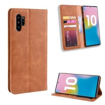 Magnet Usnja Flip Case za Samsung Galaxy Note 10 Plus S10 Plus 10e Reža za Kartico Foto Okvir Soft Pokrovček za Galaxy S10+ 10 Funda