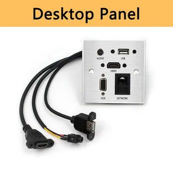 HDMI VGA Audio Namizje Plošči Stikalo USB3.0 Polnilnik in Omrežja Moč Prehod za Office Desktop Srebrna