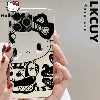 Sanrio Hello Kitty Yk2 Gothic Punk Moda Grafični IPhone Primeru Za 12 13 Mini 14 7 8 Plus 11 Pro Max Telefon Kritje Estetske Lupini
